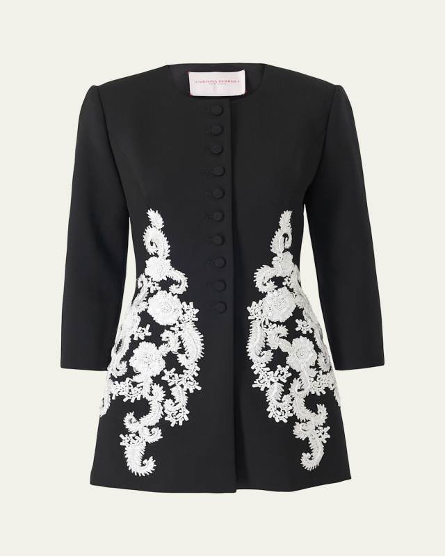 Floral Embroidered Wool Jacket